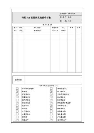 刚性PCB性能规范及验收标准