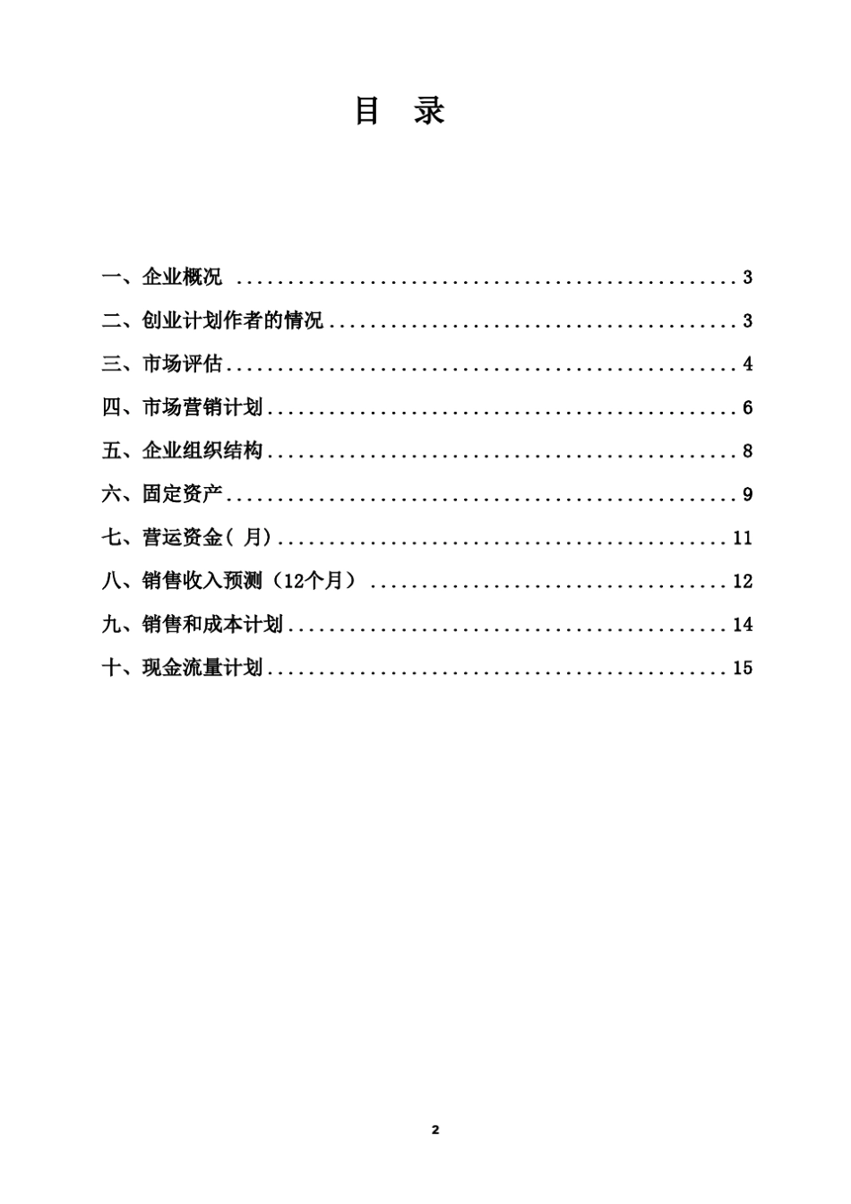 创业计划书空白_第2页