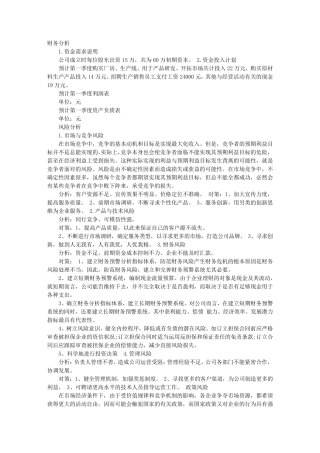 创业计划书财务分析