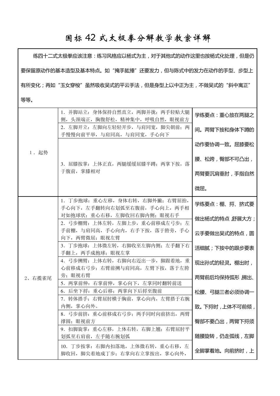 国标42式太极拳分解教学教案详解_第1页