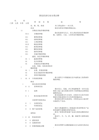 国民经济行业分类注释