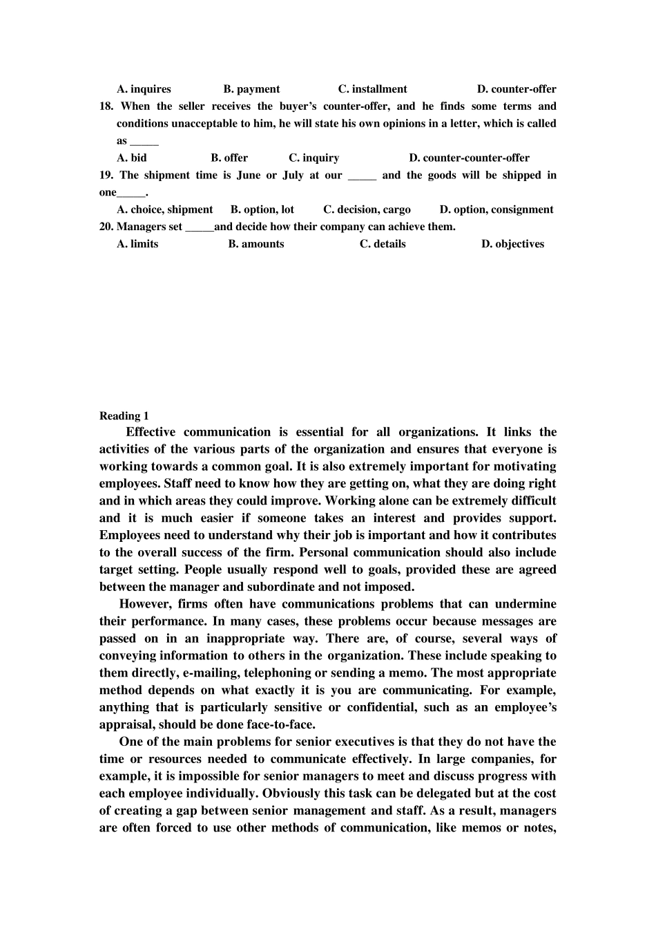 国际商务英语一级考试练习题及答案_第2页