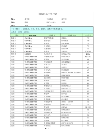 国际机场三字代码(清晰)