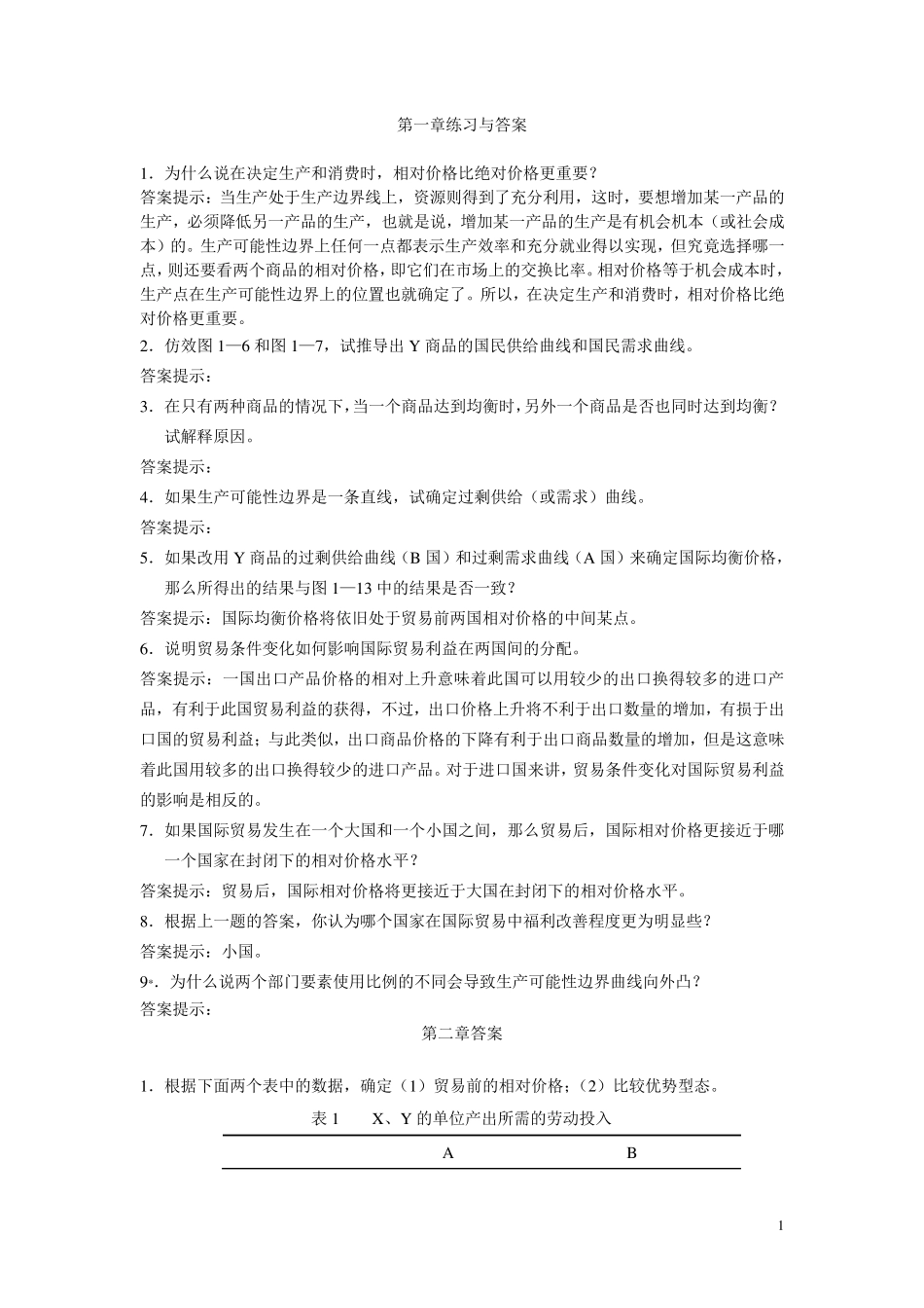 国际经济学(克鲁格曼)课后习题答案18章_第1页