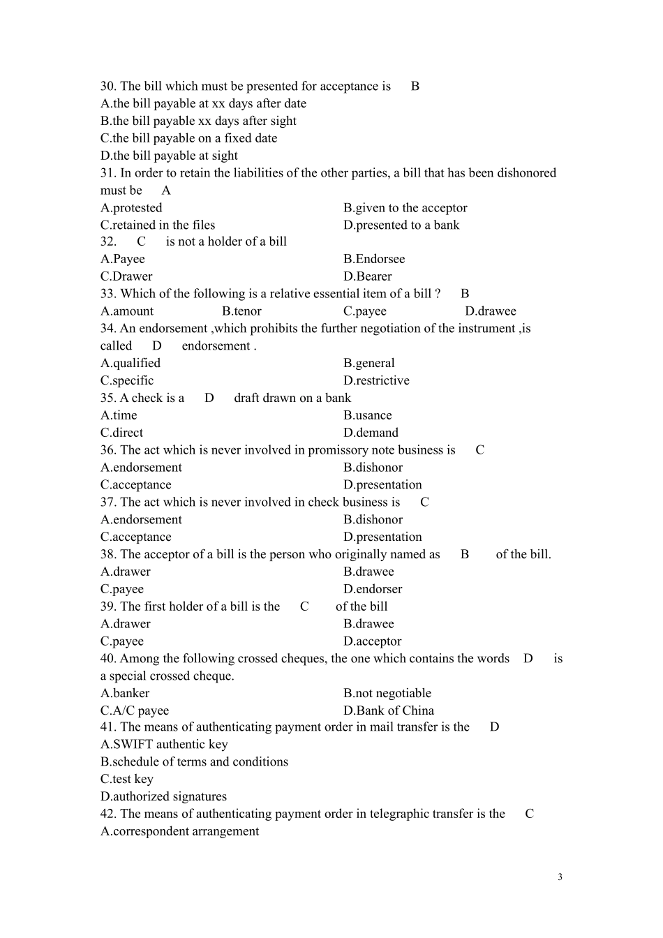 国际结算英文选择题_第3页