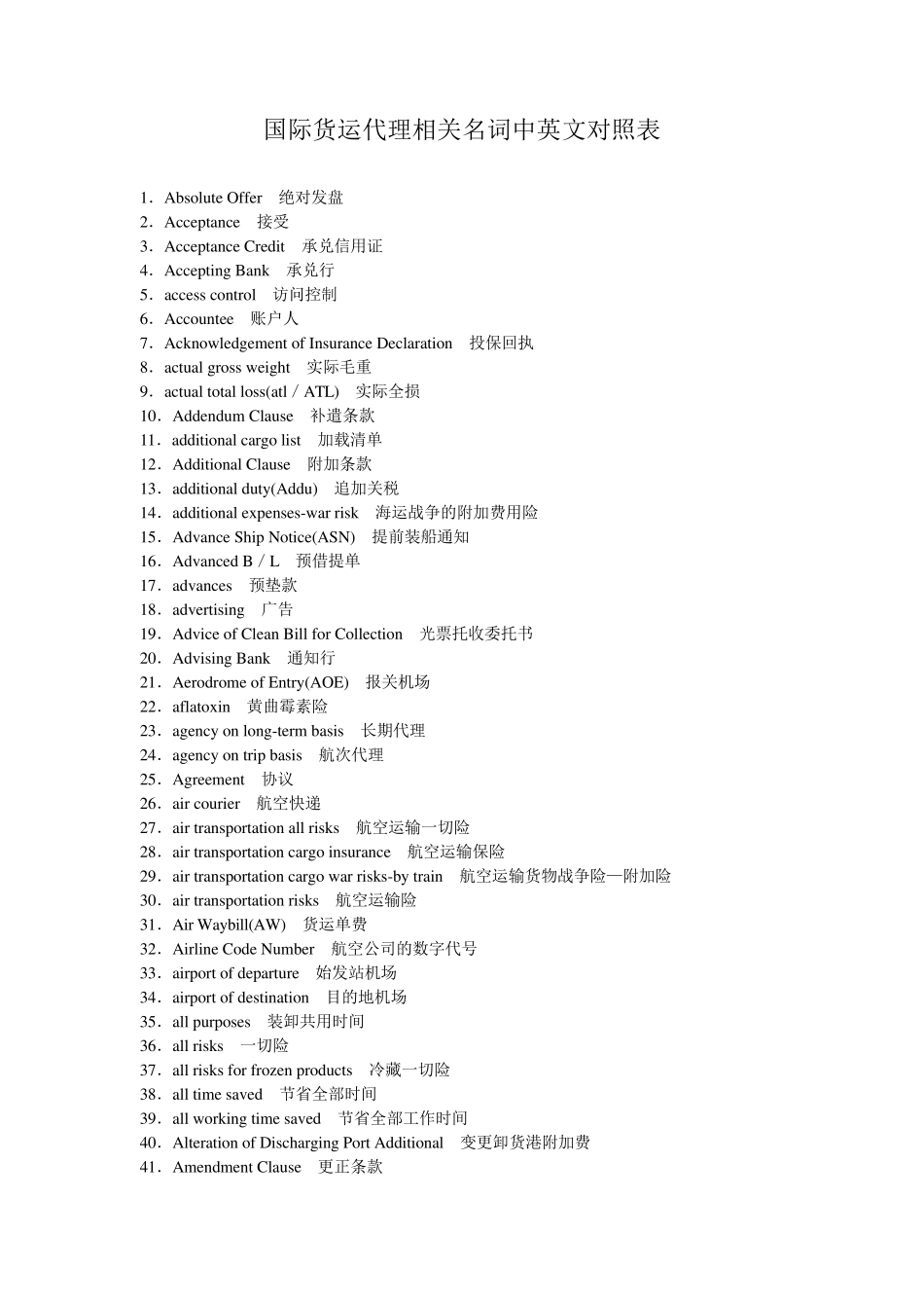 国际货运代理相关名词中英文对照表_第1页