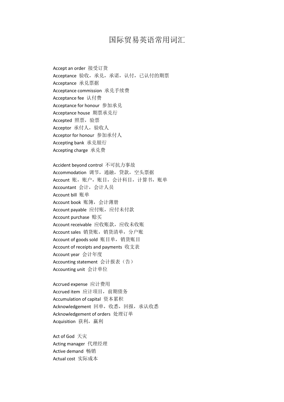 国际贸易英语常用词汇_第1页