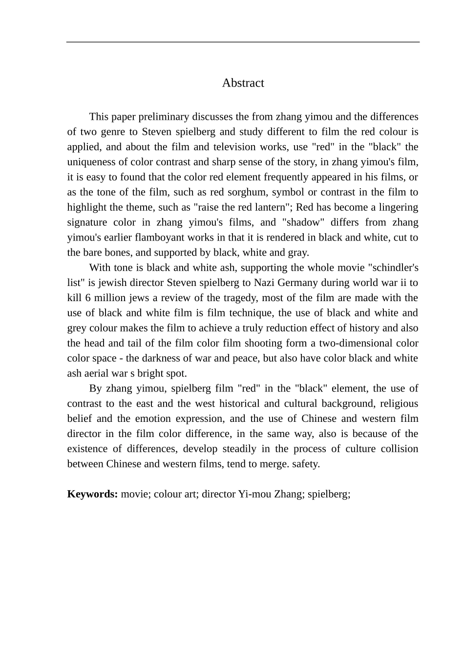 电影艺术专业 初探“红”与“黑”色彩运用对电影情感走向的影响——以张艺谋和斯皮尔伯格影片为例_第3页