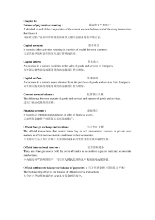 国际金融重点名词英文解释