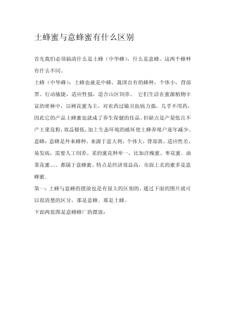 土蜂蜜与意蜂蜜有什么区别