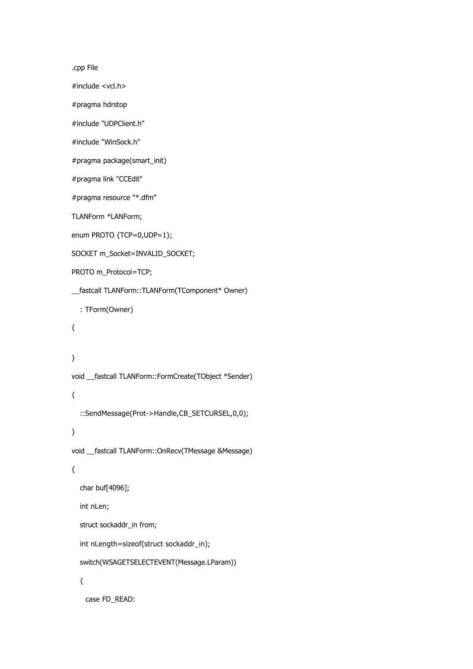 在C++Builder中用socketapi来写网络通讯程序(同时支持TCP和UDP协议)_第3页