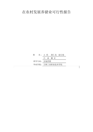 在农村发展养猪业可行性报告