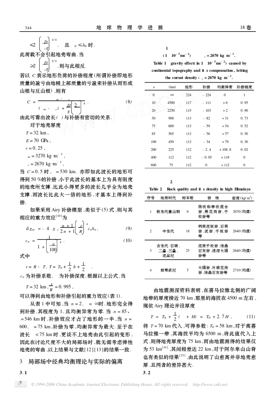 地壳对不同波长地形在重力场中的响应_第3页
