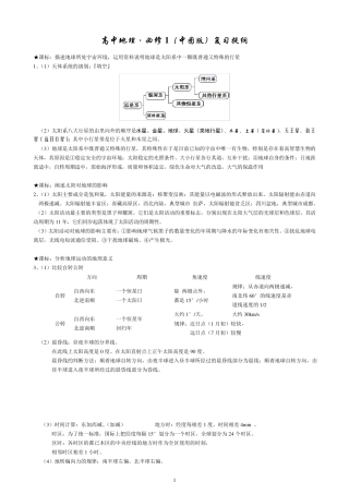 地理高中必修一复习提纲
