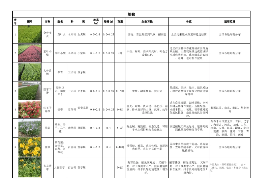 地被类植物表_第1页