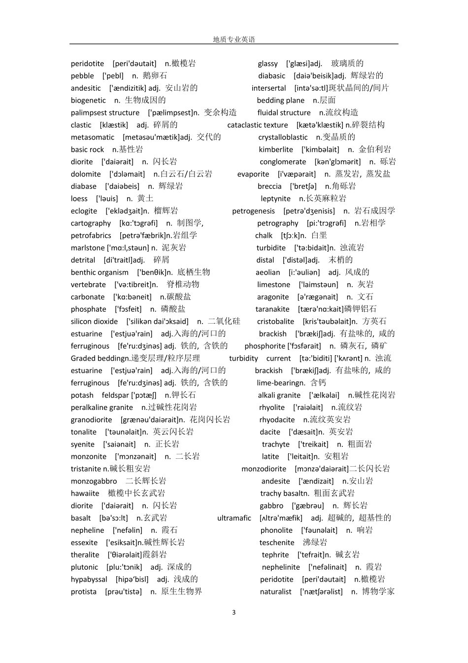 地质学专业英语单词_第3页