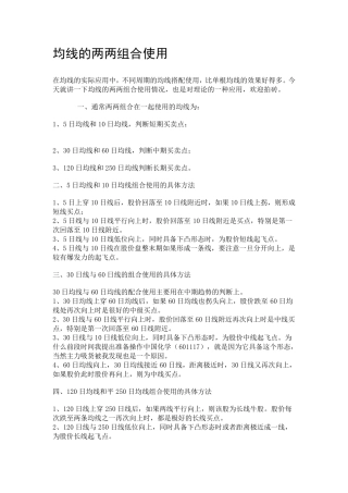 均线之花sarlery：均线以及交易系统