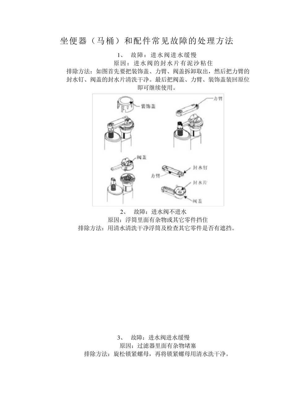 坐便器(马桶)和配件常见故障的处理方法_第1页