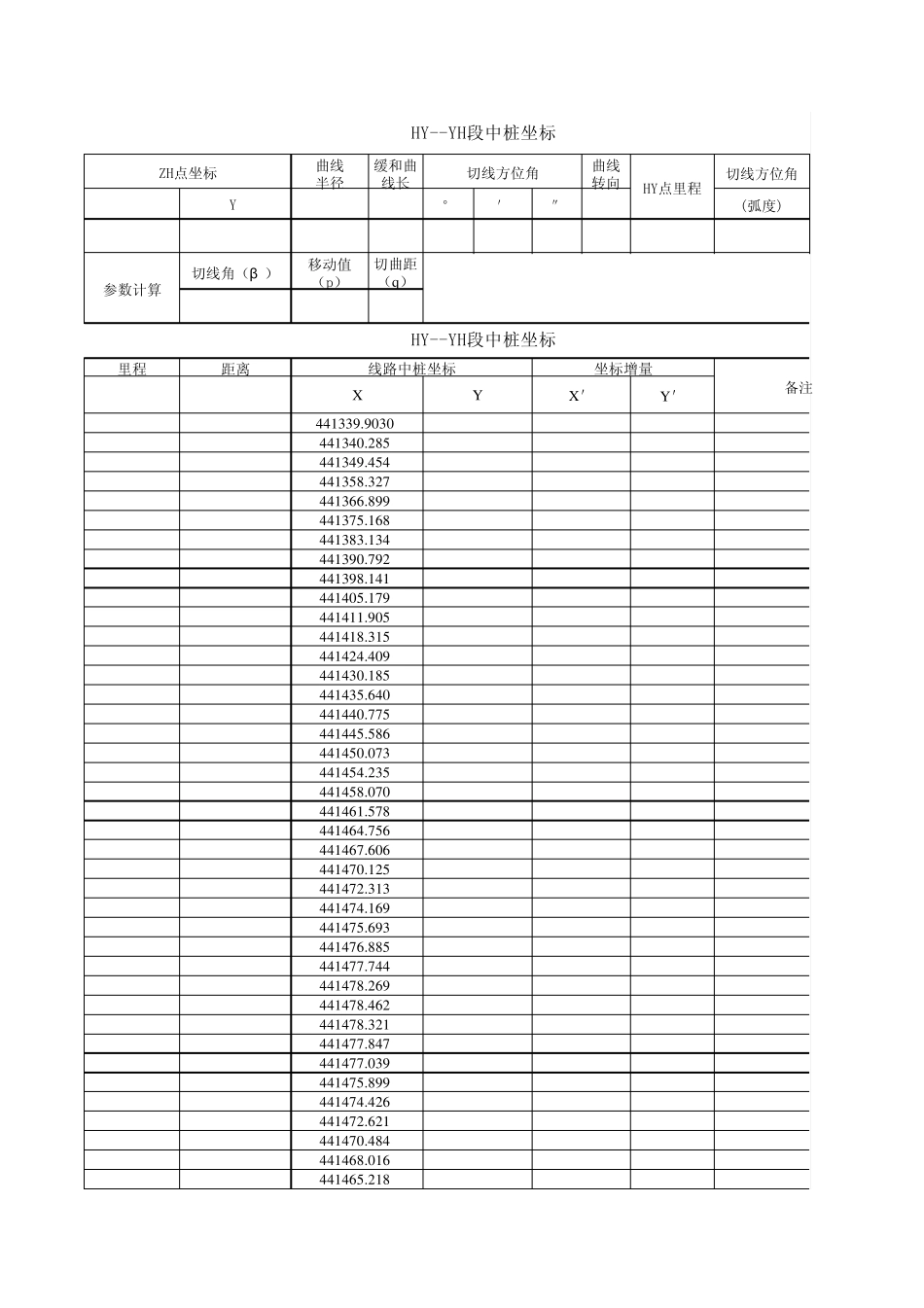 坐标计算电子表格_第1页