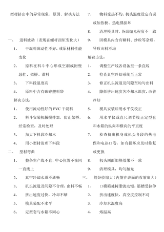 型材挤出中的异常现象、原因、解决方法