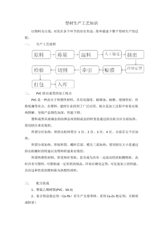 型材生产工艺知识