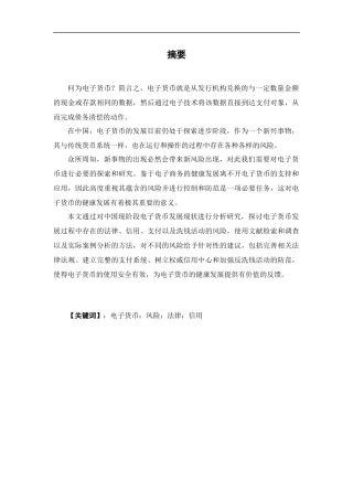电子商务-电子货币的风险及研究