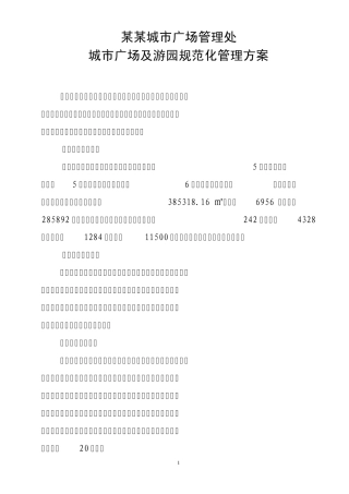 城市广场及游园规范化管理方案