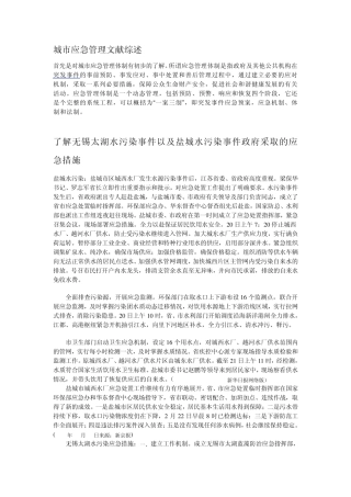 城市应急管理文献综述