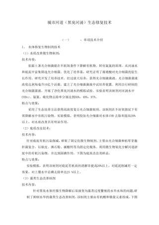 城市河道(黑臭河涌)生态修复技术