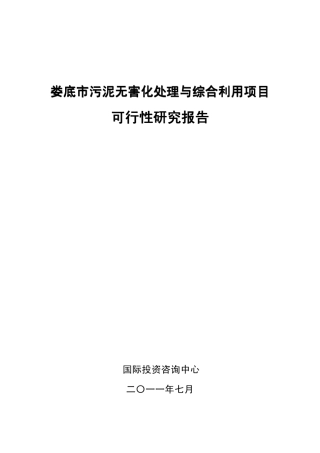 城市污泥处置项目可研报告