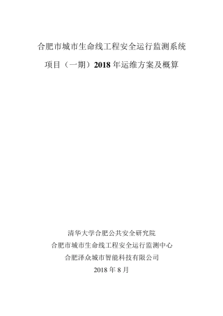 城市生命线运维方案及概算