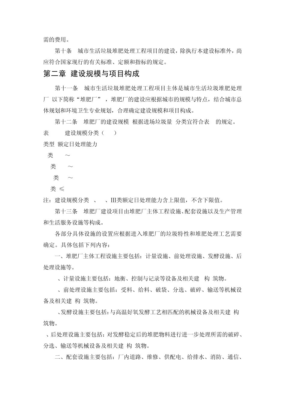 城市生活垃圾堆肥处理工程项目建设标准_第2页