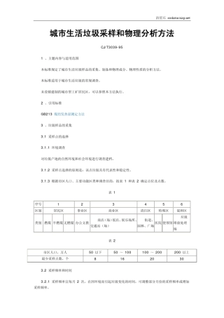 城市生活垃圾采样和物理分析方法