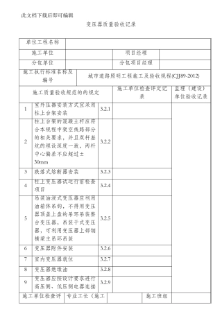 城市道路路灯安装检验批表格(完整资料)