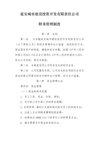 城投财务管理制度