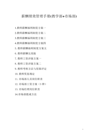 培训学校教学部与市场部薪酬绩效手册