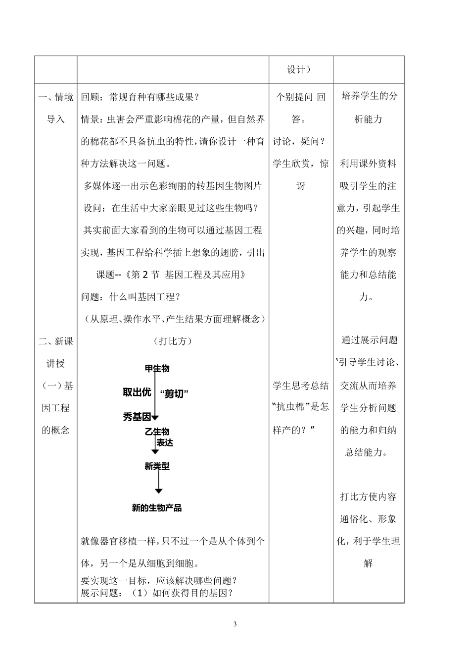 基因工程及其应用教学设计_第3页