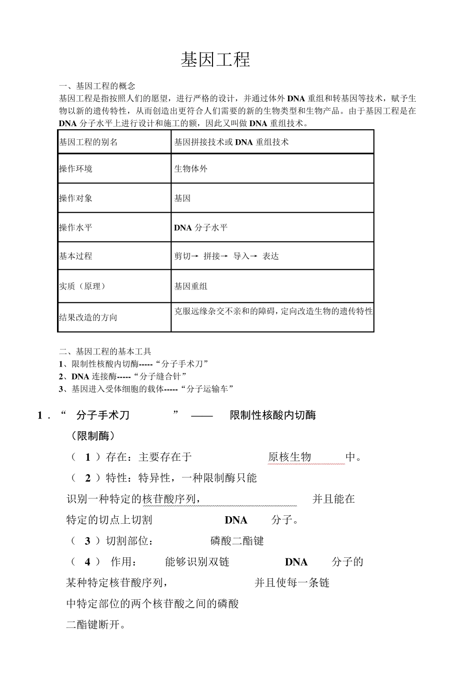 基因工程知识点超全_第1页