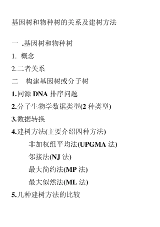 基因树和物种树的关系及建树方法