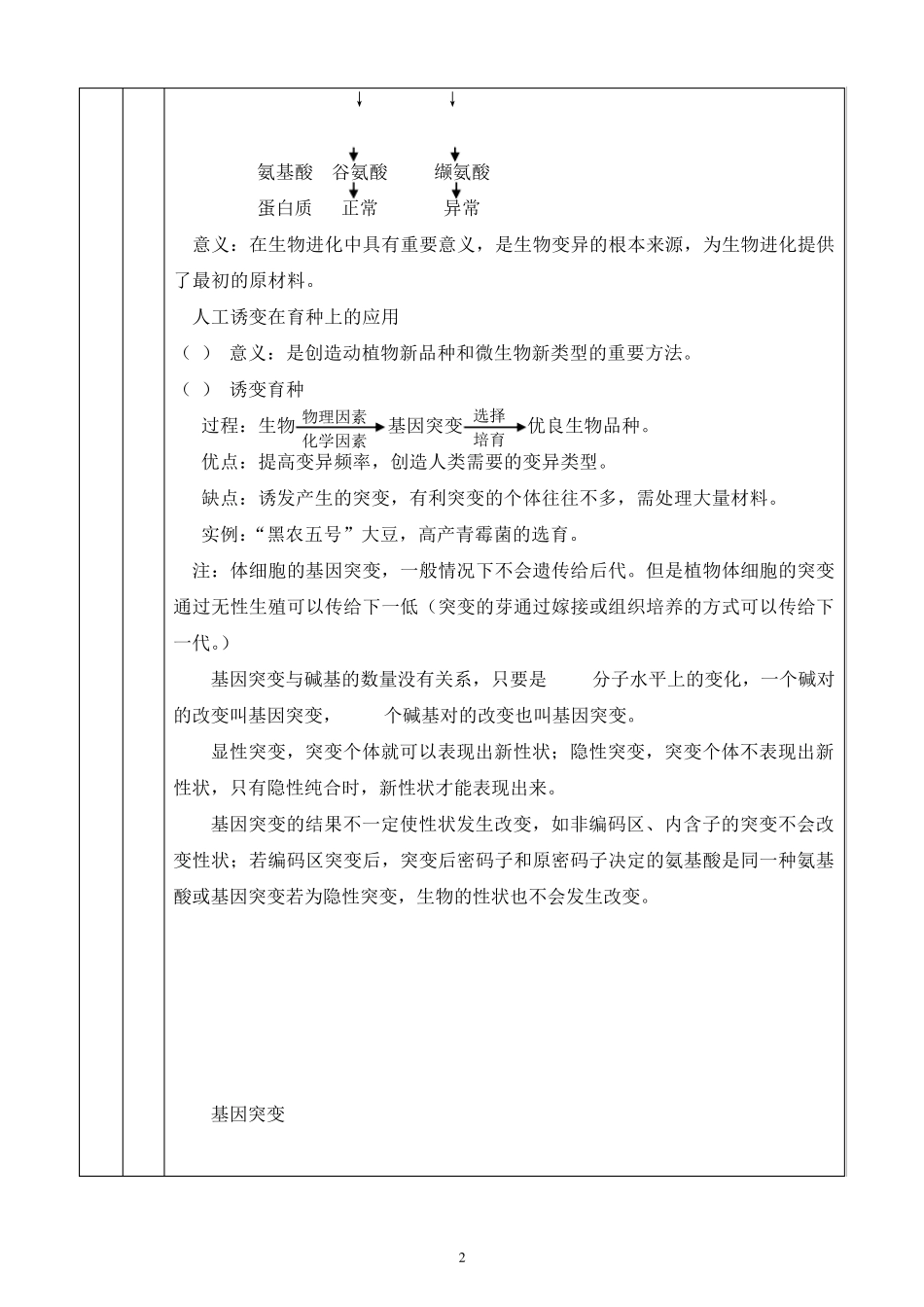 基因重组及基因突变知识点、习题及答案_第2页
