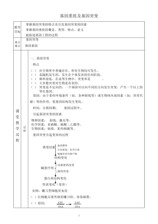 基因重组及基因突变知识点、习题及答案