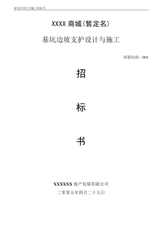 基坑边坡支护设计与施工招标书