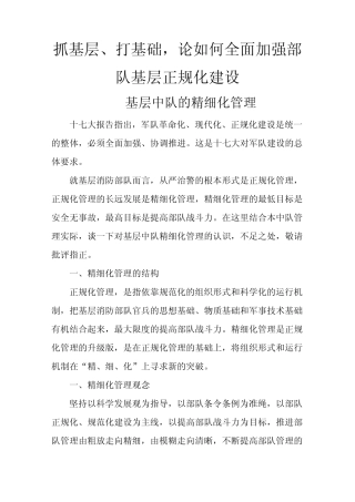 基层中队的精细化管理