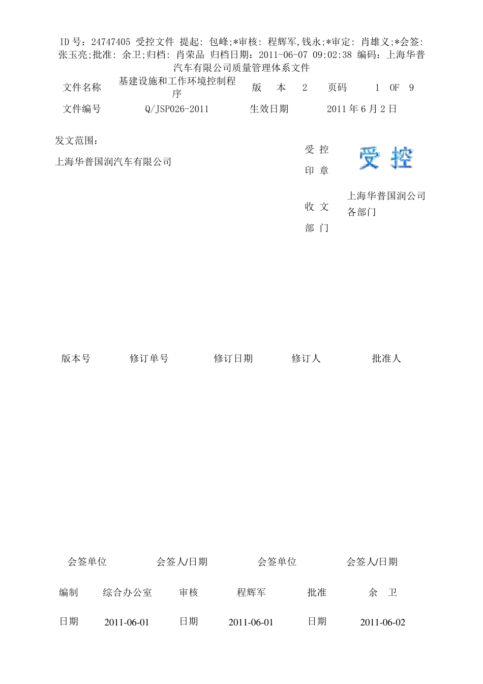 基建设施和工作环境控制程序_第1页