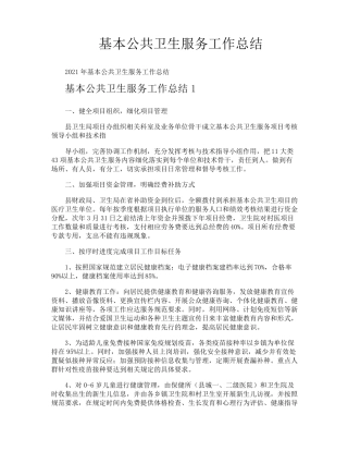 基本公共卫生服务工作总结