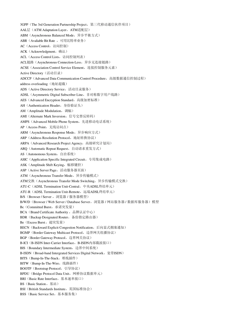 基本包含所有网络术语英文缩写及解释_第1页