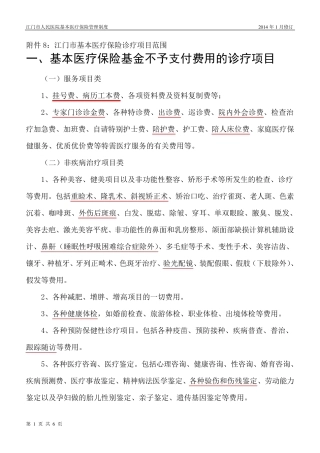 基本医疗保险诊疗支付范围