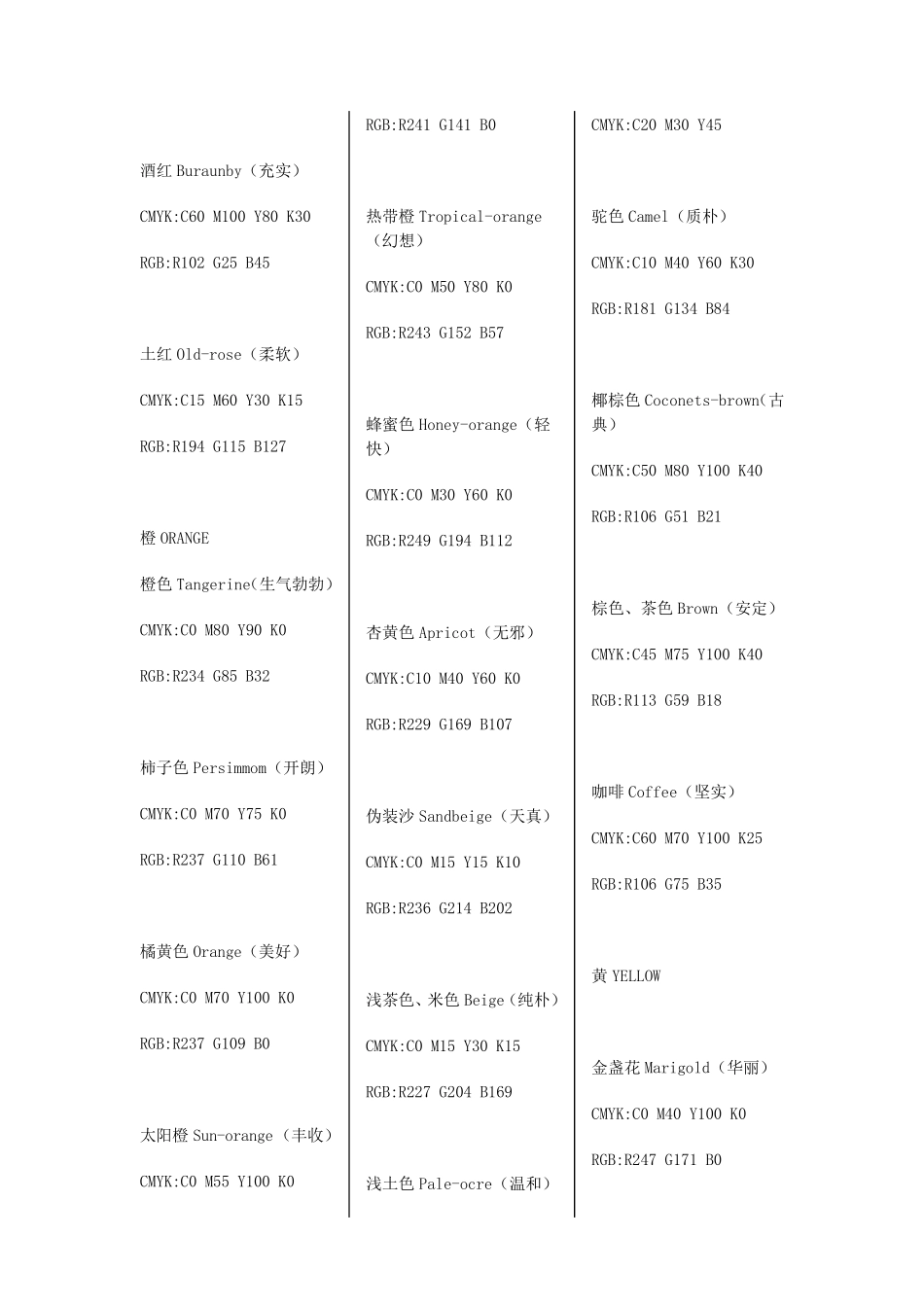 基本颜色配色表_第2页