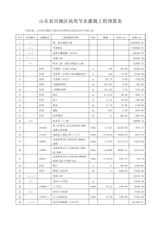 山东省历城区高效节水灌溉工程预算表