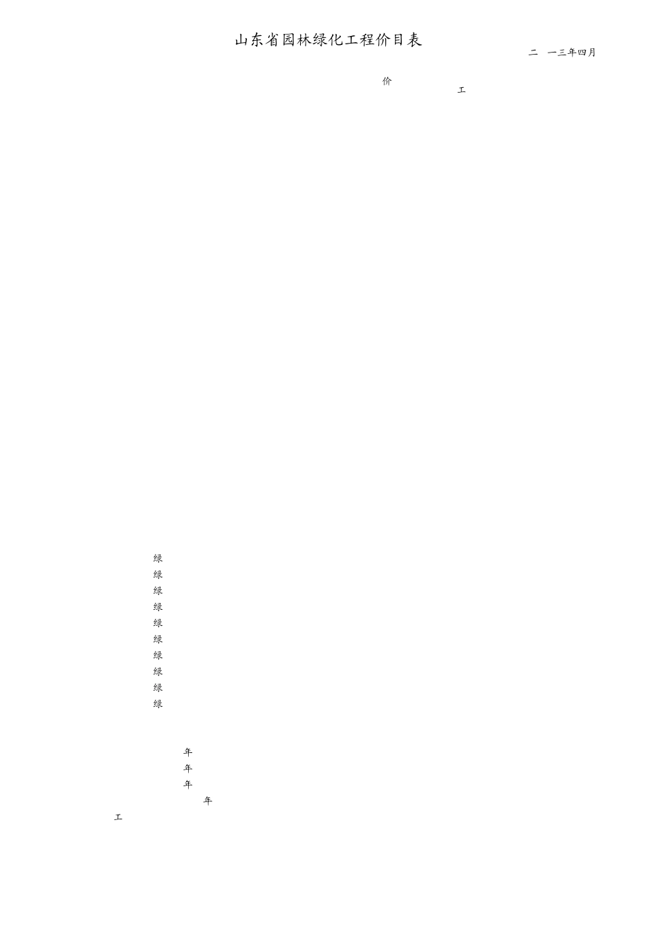 山东省园林绿化工程消耗量定额价目表(2013年4月)_第3页